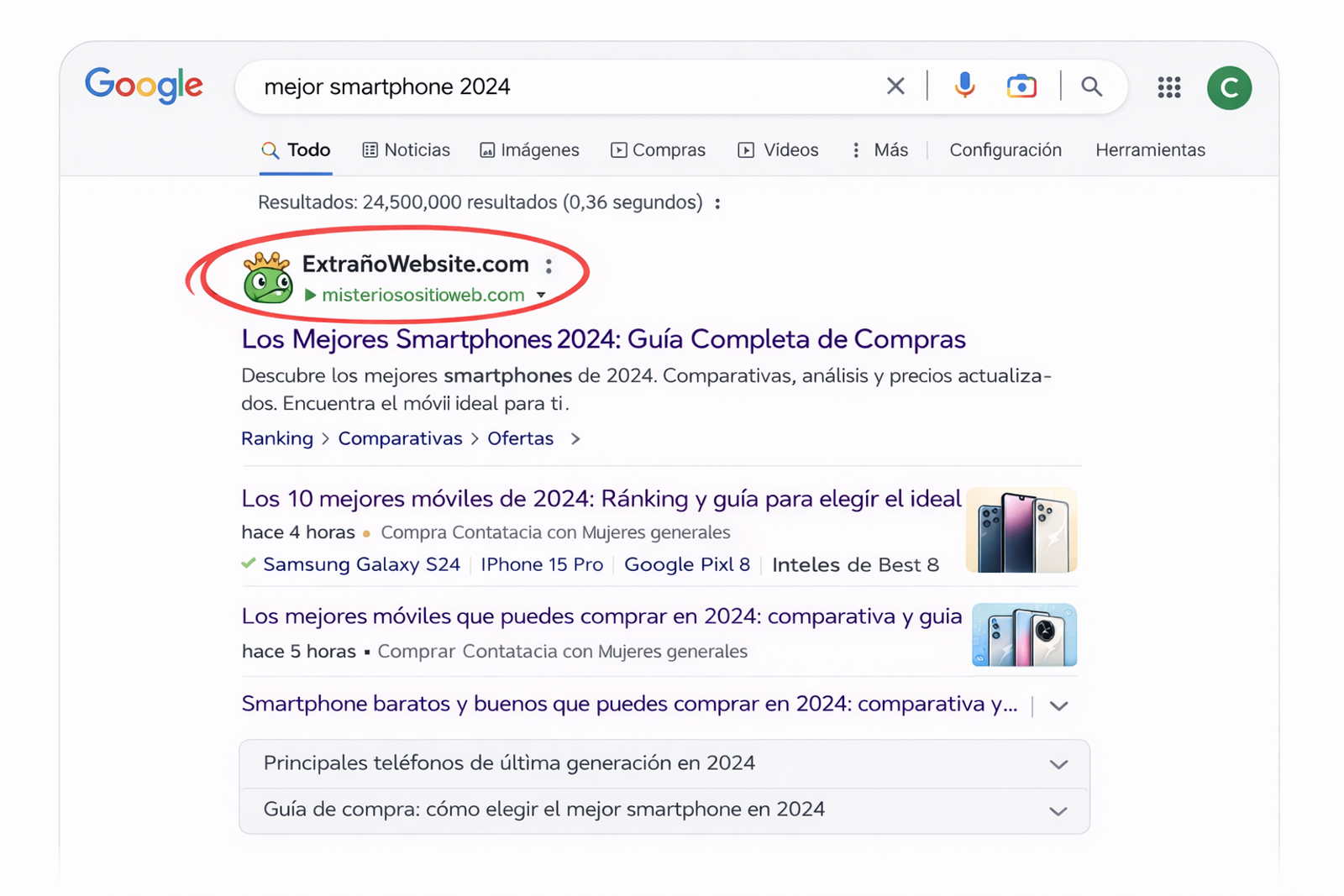 SEO técnico automático problema nombre sitio Google 2026