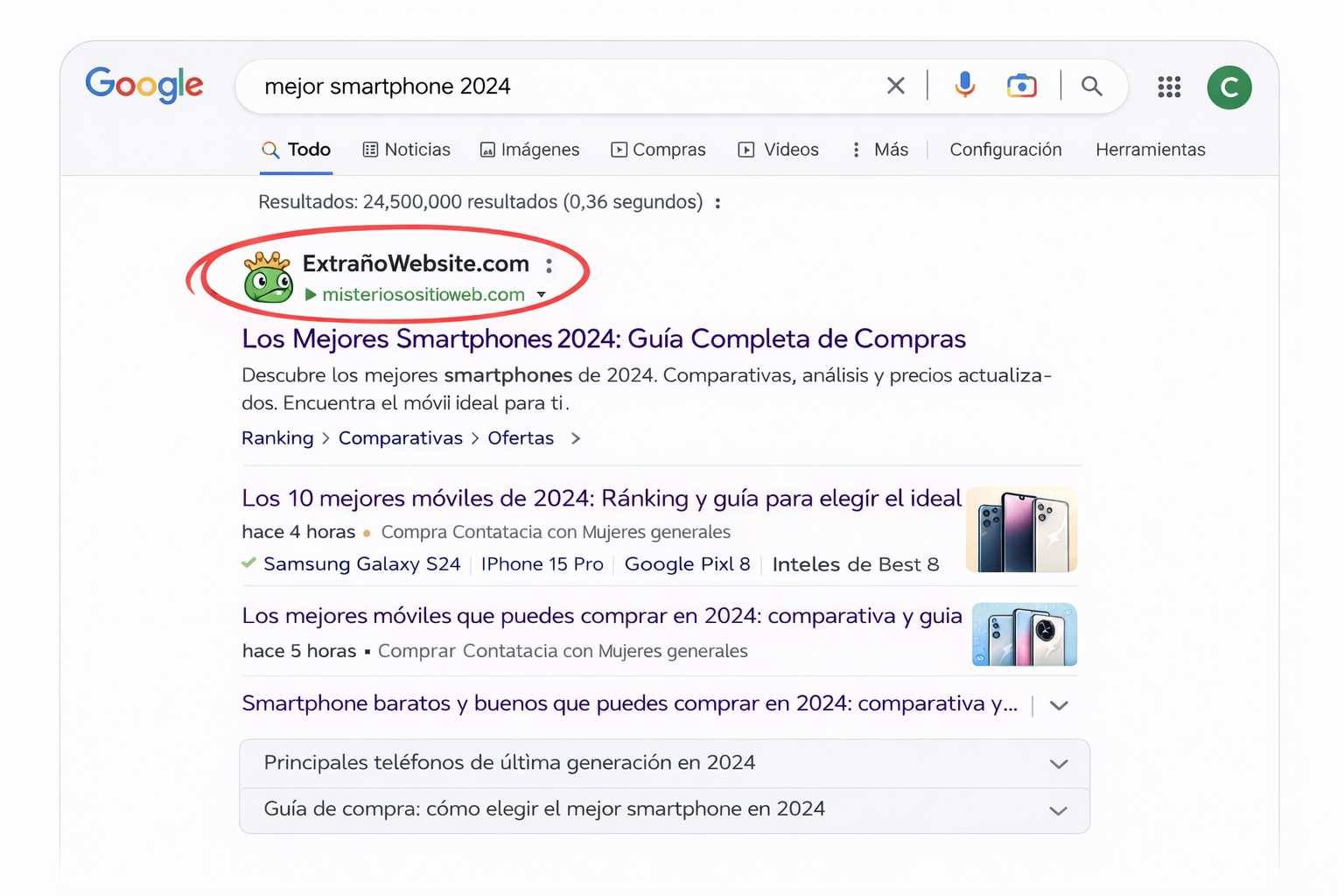 SEO técnico automático problema nombre sitio Google 2026