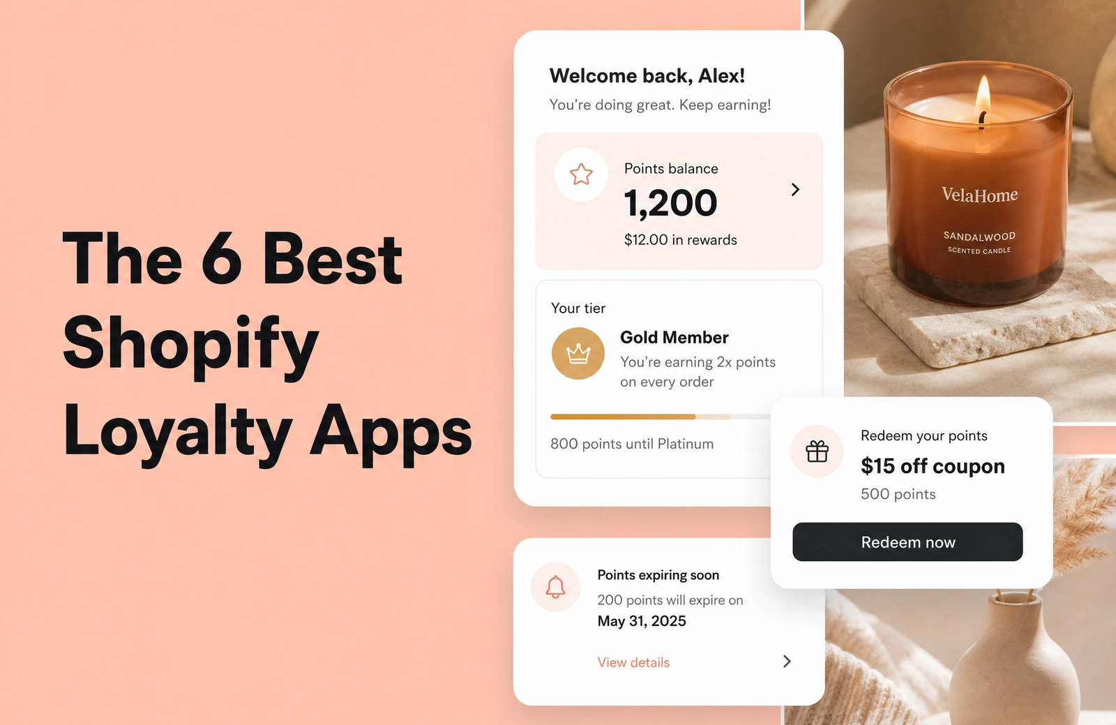 Minimalist landscape with "The 6 Best Shopify Loyalty Apps with Real Points Expiry Control" text overlaid in sky, introducing