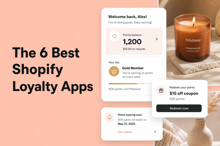 Minimalist landscape with "The 6 Best Shopify Loyalty Apps with Real Points Expiry Control" text overlaid in sky, introducing