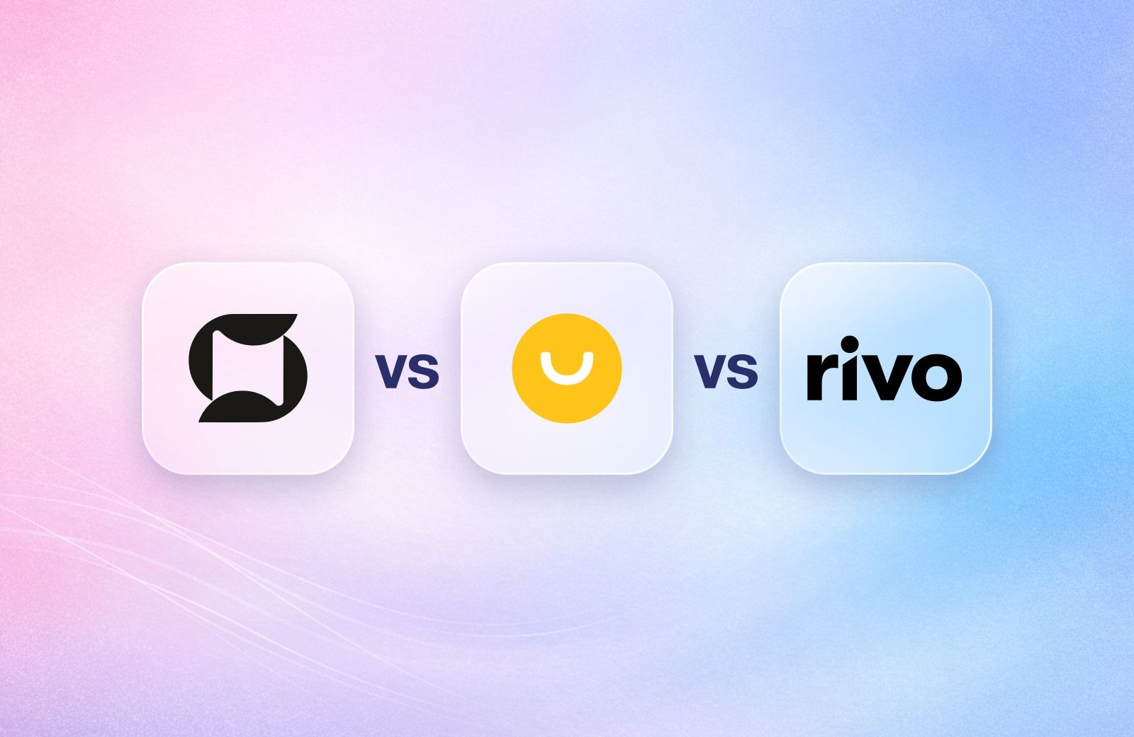 Mage, Smile.io and Rivo logos on frosted glass tiles comparing the three Shopify loyalty apps
