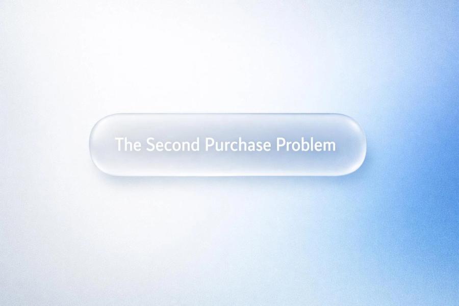 White text reading “The Second Purchase Problem” over a soft gradient background.