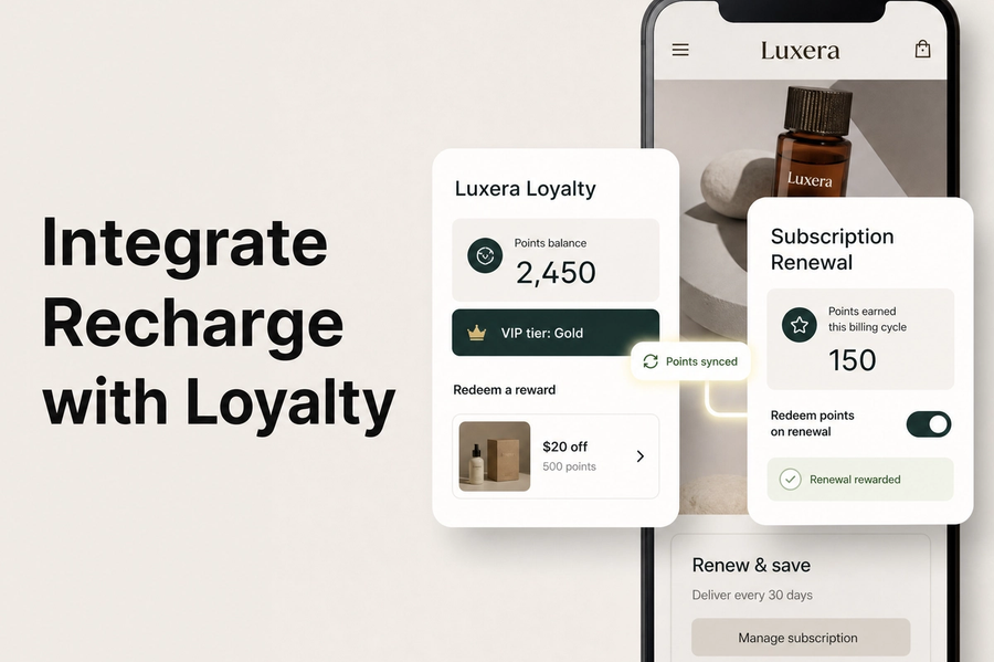 Integrate Recharge with Mage Loyalty: hero showing loyalty data syncing with Recharge