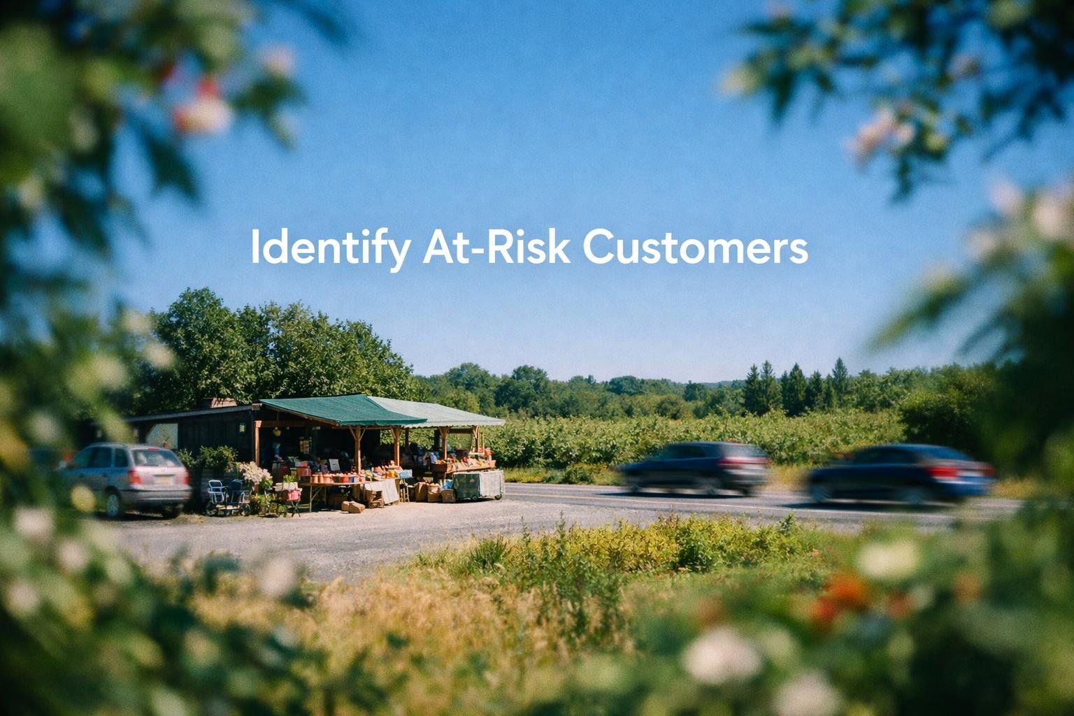White text reading “Identify At-Risk Customers” over a soft gradient background.