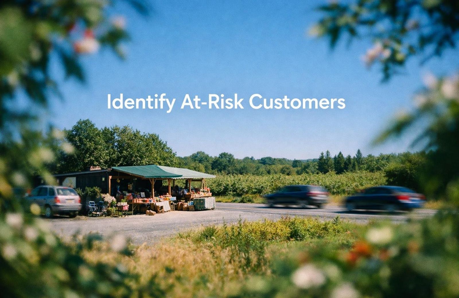White text reading “Identify At-Risk Customers” over a soft gradient background.