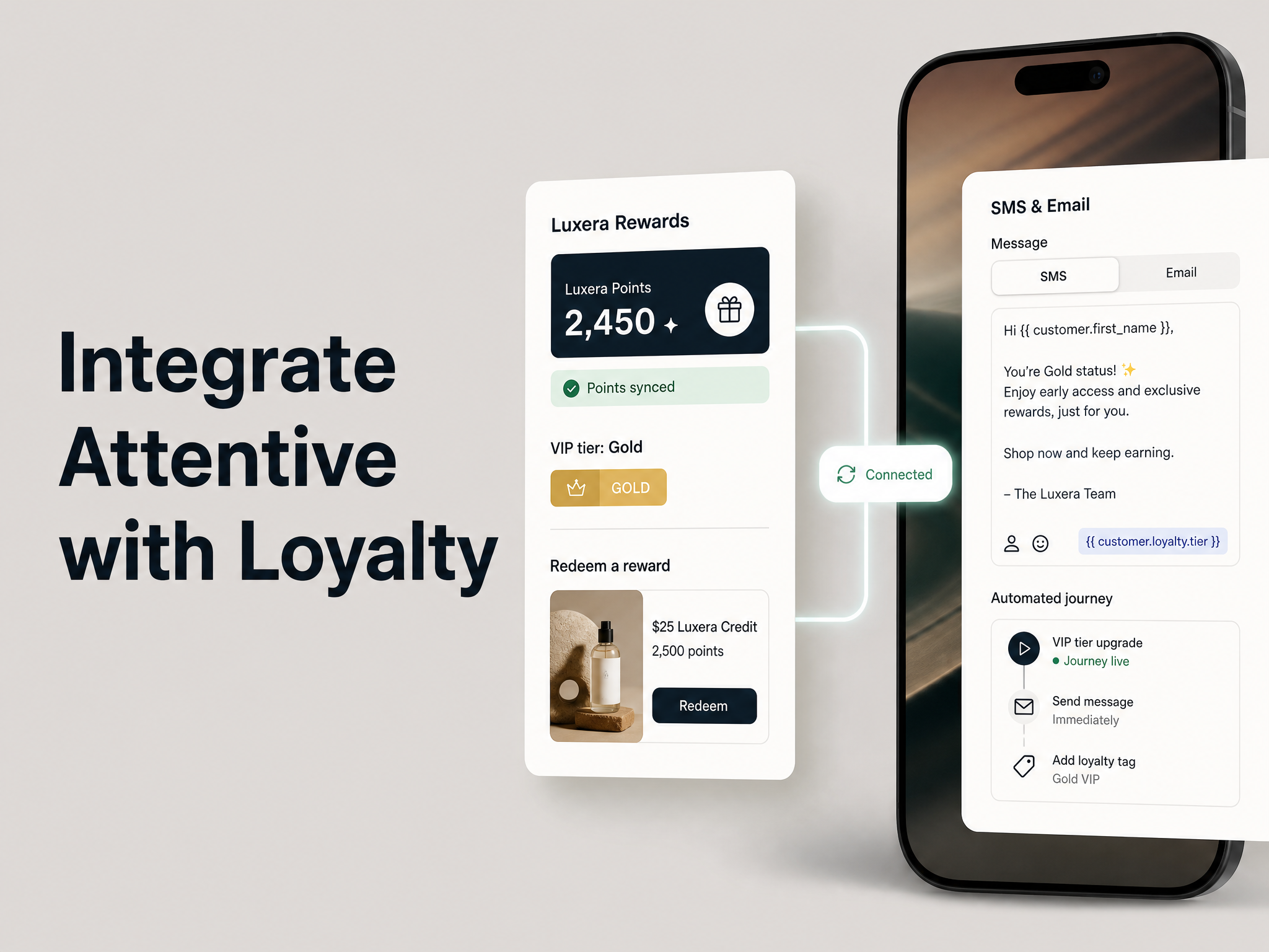 Integrate Attentive with Mage Loyalty: hero showing loyalty data syncing with Attentive