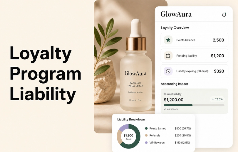 Minimalist landscape with article title "Loyalty Program Liability: The Accounting Reality Most Founders Ignore" displayed as
