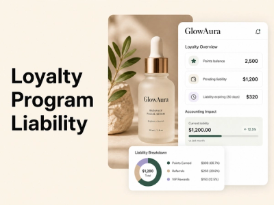 Minimalist landscape with article title "Loyalty Program Liability: The Accounting Reality Most Founders Ignore" displayed as