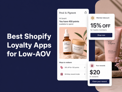 Minimalist landscape with article title "Best Shopify Loyalty Apps for Low-AOV / High-Frequency Stores" displayed in the sky
