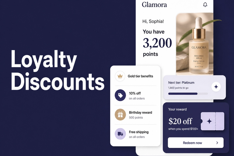 Loyalty Discounts: How They Work + Examples to Boost Sales: a minimalist cinematic landscape with the title in the sky