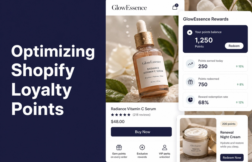 Minimalist landscape with article title "How Many Points Per Dollar Should Your Shopify Loyalty Program Offer?" displayed as