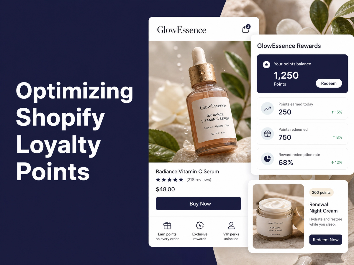 Minimalist landscape with article title "How Many Points Per Dollar Should Your Shopify Loyalty Program Offer?" displayed as