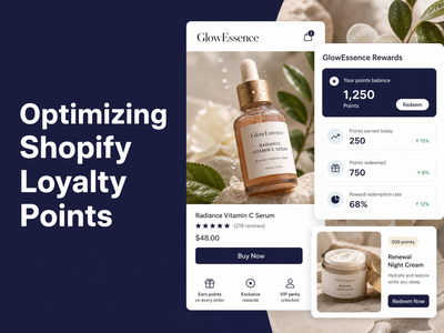 Minimalist landscape with article title "How Many Points Per Dollar Should Your Shopify Loyalty Program Offer?" displayed as