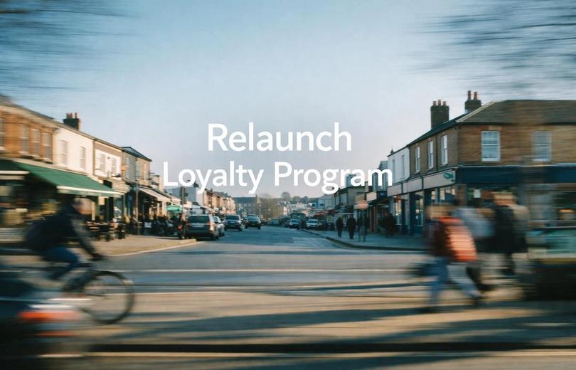 White text reading “Relaunch Loyalty Program” over a soft gradient background.