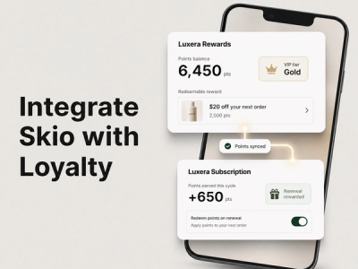 Integrate Skio with Mage Loyalty: hero showing loyalty data syncing with Skio