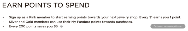 Earn points to spend: every $1 earns 1 point, and every 200 points saves $5
