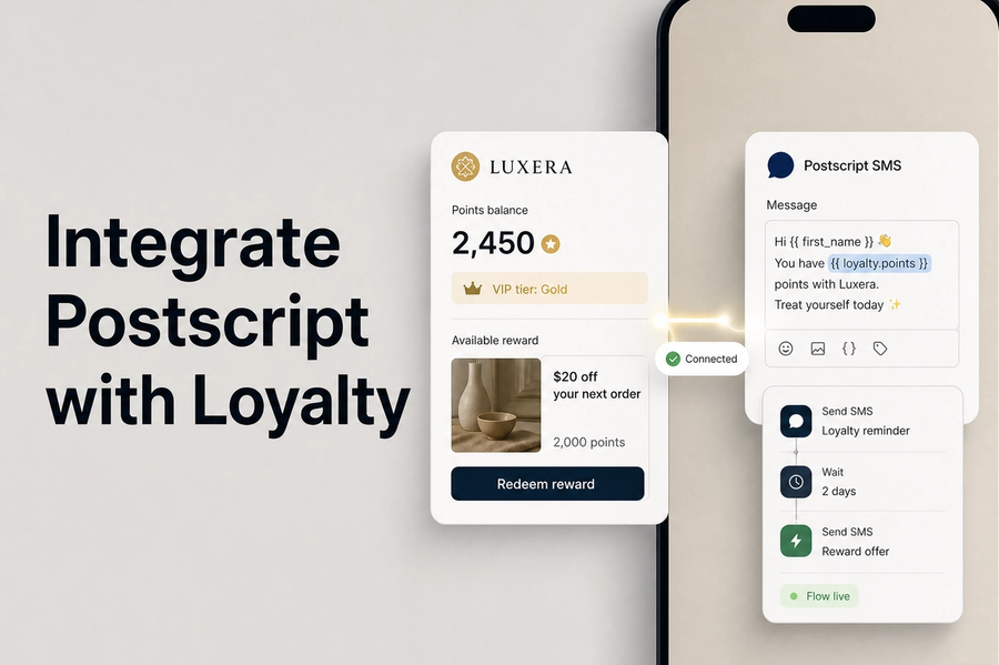 Integrate Postscript with Mage Loyalty: hero showing loyalty data syncing with Postscript