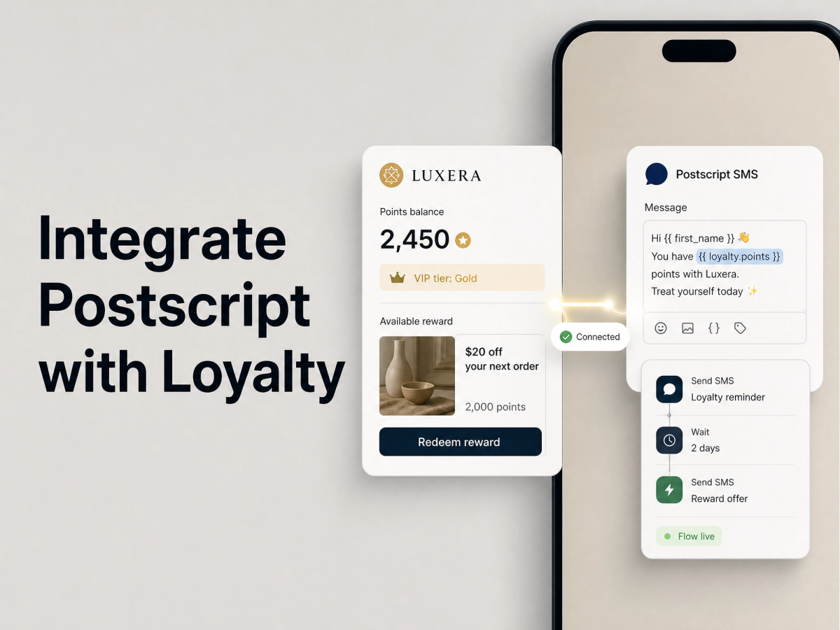 Integrate Postscript with Mage Loyalty: hero showing loyalty data syncing with Postscript