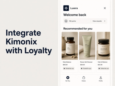 Integrate Kimonix with Mage Loyalty: a customer account sidebar with a Recommended for you product section