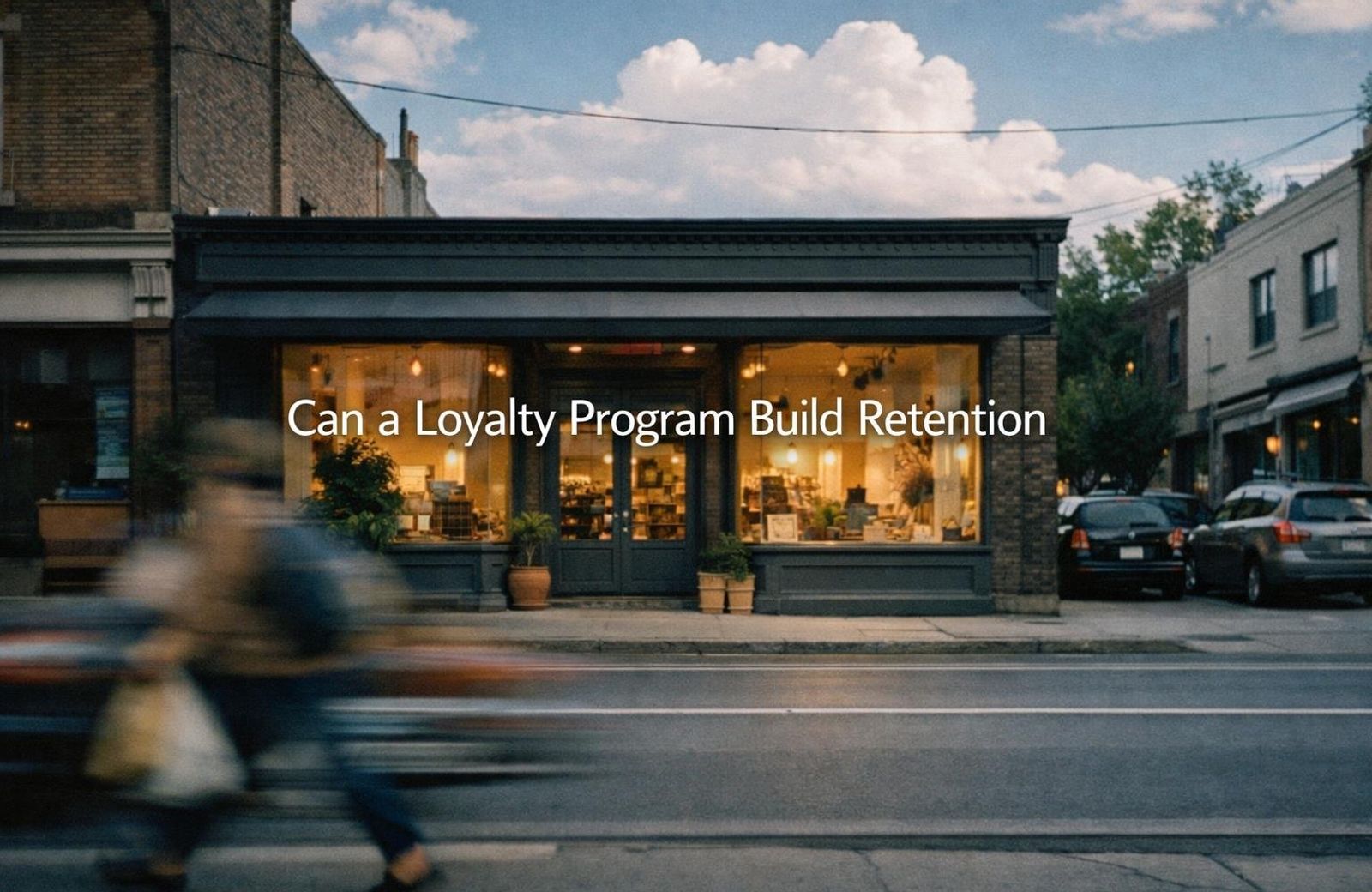 White text reading “Can a Loyalty Program Build Retention” over a soft gradient background.