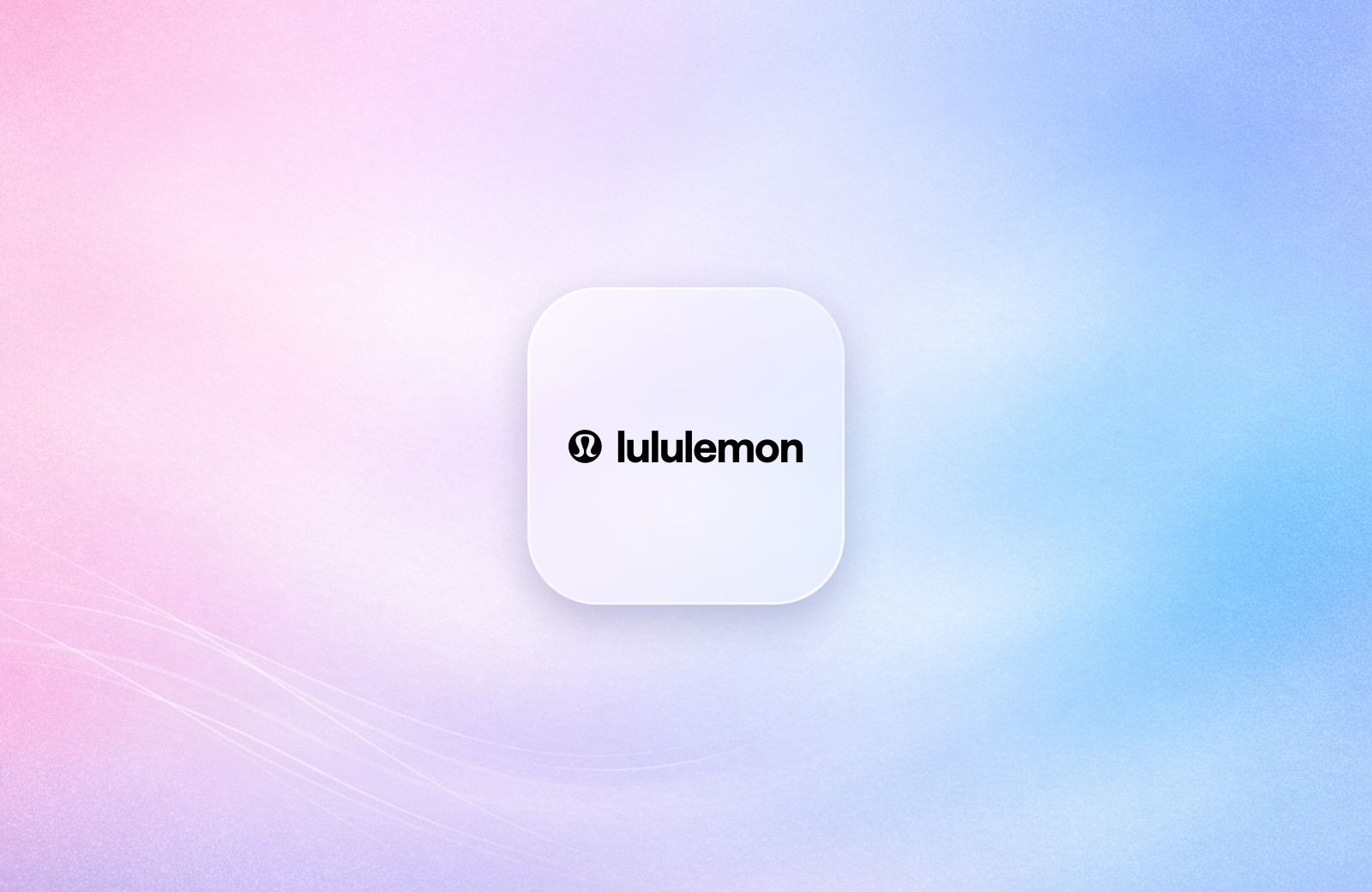 lululemon logo on a frosted glass tile over a soft pink and blue gradient