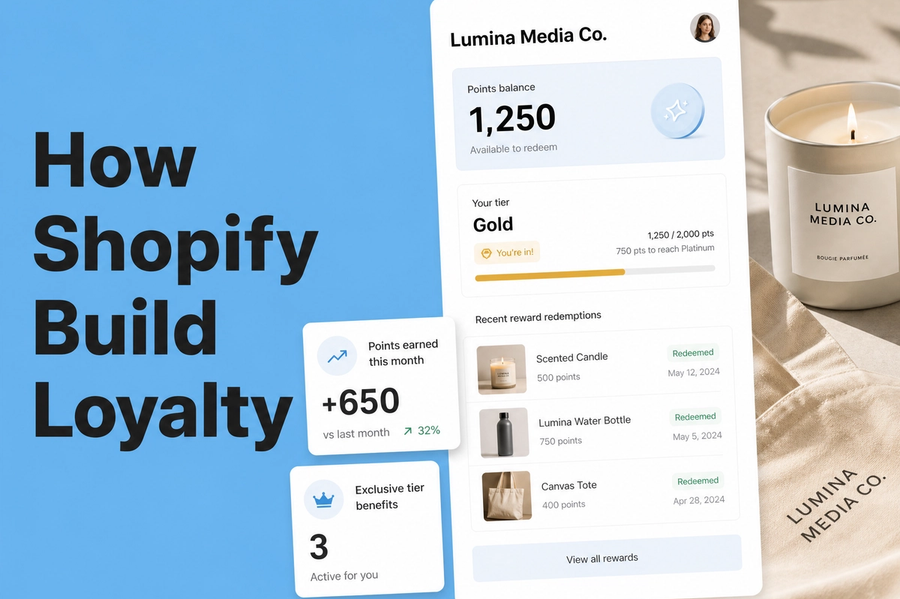 Cinematic minimalist landscape with article title "How Shopify Book and Media Brands Build Loyalty in a Subscription World" d