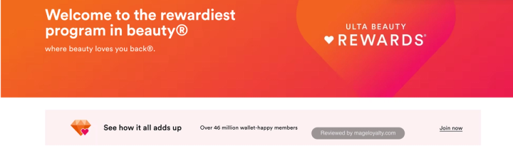 Ulta Beauty Rewards page: Welcome to the rewardiest program in beauty, with over 46 million members