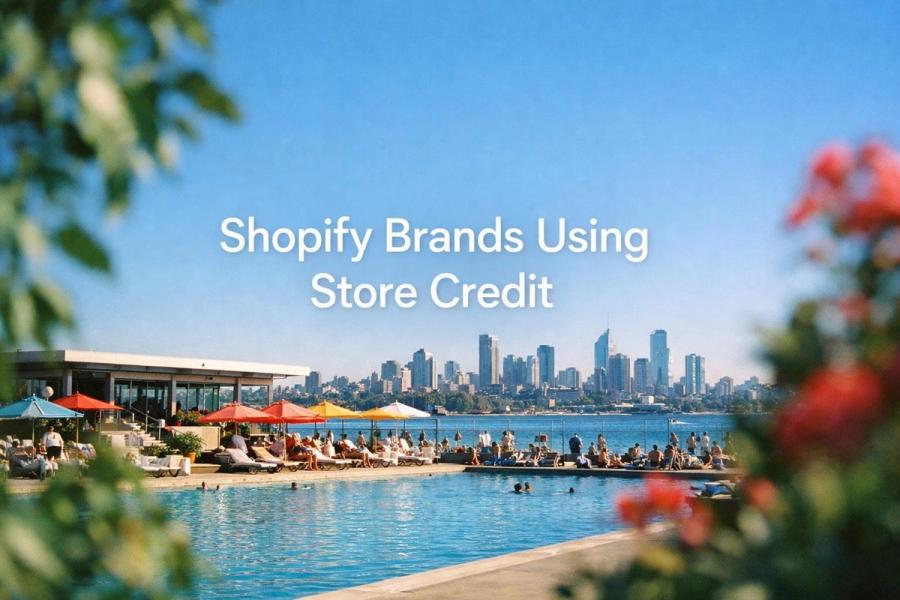 White text reading “Shopify Brands Using Store Credit” over a soft gradient background.