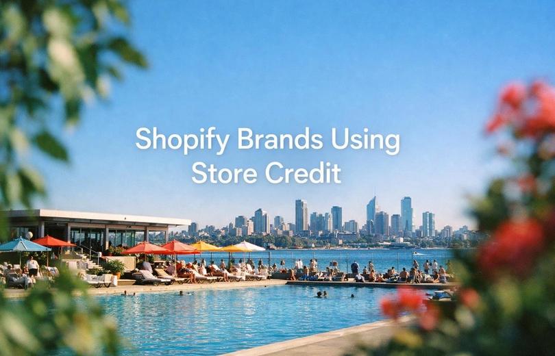 White text reading “Shopify Brands Using Store Credit” over a soft gradient background.