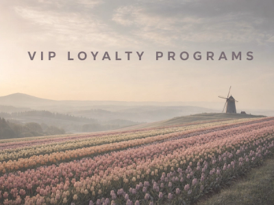 Minimalist landscape with article title "VIP Loyalty Programs: How to Build a Top-Tier Customer Experience" displayed as text