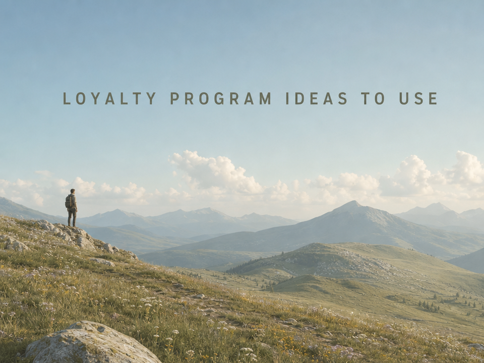 Minimalist landscape with "25 Loyalty Program Ideas to Steal in 2026" text overlaid in sky, illustrating article about custom