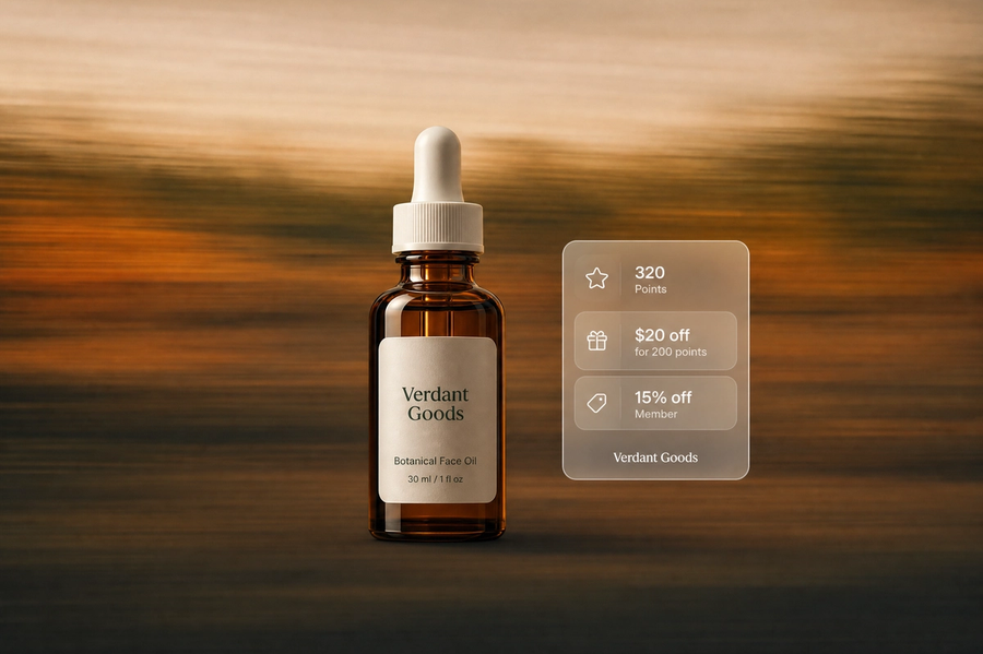 Minimalist landscape with "Best Shopify Loyalty Apps for Coffee Brands and Roasters" text displayed in the sky, for a roundup