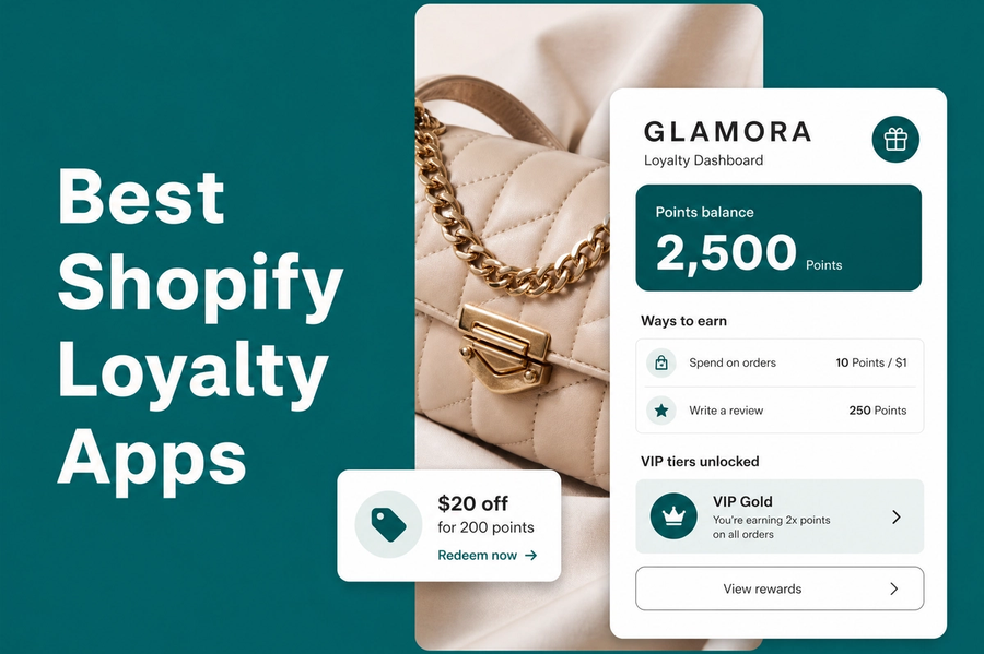 Minimalist landscape with "Best Shopify Loyalty Apps for Shopify Plus Stores" text overlaid in sky, illustrating article topi