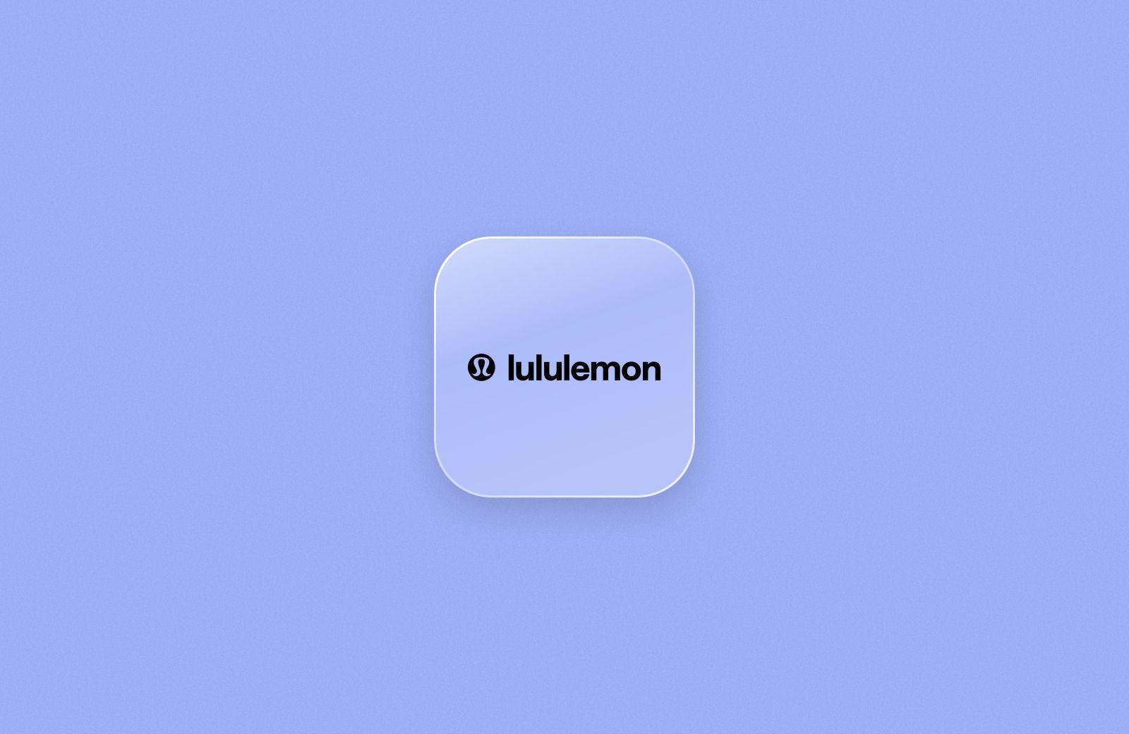 lululemon logo on a frosted glass tile over a periwinkle blue background