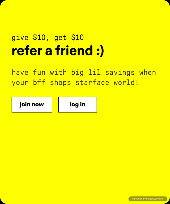 Starface rewards page Refer a Friend card: give $10, get $10