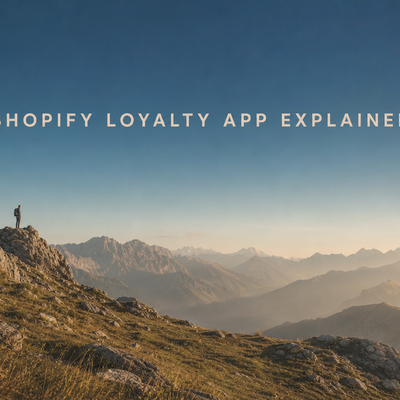Minimalist landscape with article title "What Is a Shopify Loyalty App? Definition, Features, and How It Works" displayed acr
