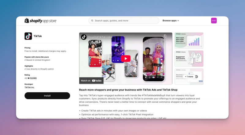 Tiktok Shopify App Store