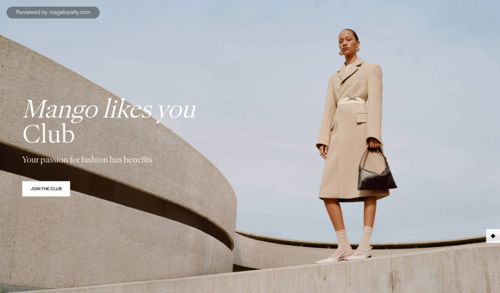 The Mango likes you Club page: Your passion for fashion has benefits, with a Join the Club button