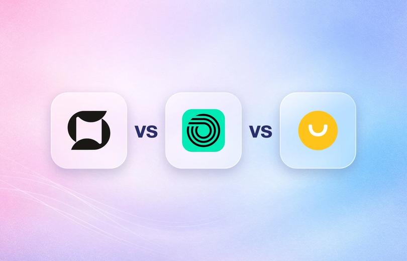 Mage, Okendo and Smile.io logos on frosted glass tiles comparing the Shopify loyalty apps