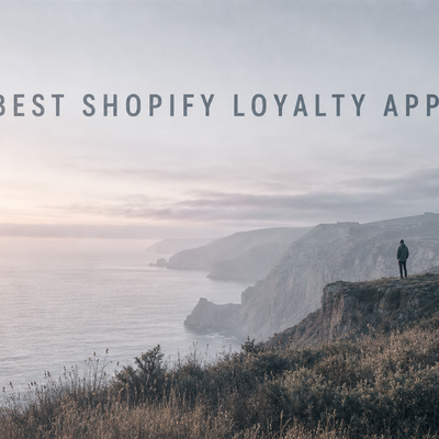 Minimalist landscape with "The 7 Best Shopify Loyalty Apps That Actually Integrate With Klaviyo" text overlaid in sky; cinema