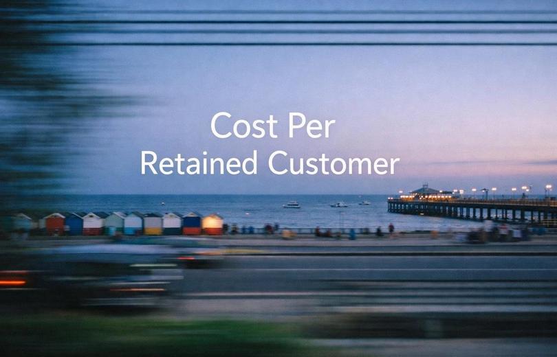 Minimalist landscape with article title "Cost Per Retained Customer: The Metric That Should Sit Next to CAC" displayed in the