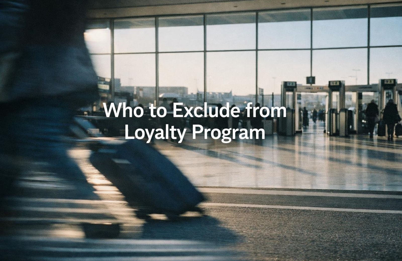 White text reading “Who to Exclude from Loyalty Program” over a soft gradient background.