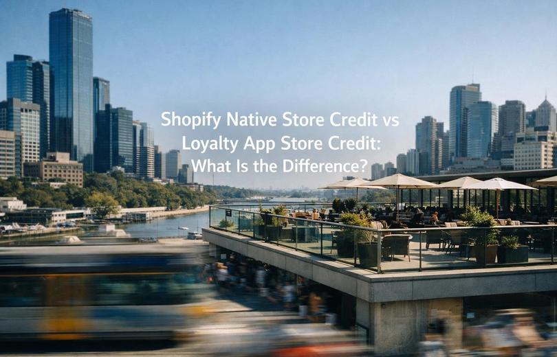 Text graphic reading “Shopify Native Store Credit vs Loyalty App Store Credit: What Is the Difference?” on a soft gradient ba