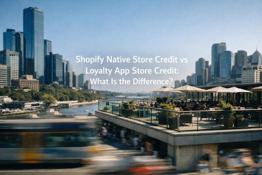 Text graphic reading “Shopify Native Store Credit vs Loyalty App Store Credit: What Is the Difference?” on a soft gradient ba