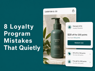 Minimalist landscape with article title "8 Loyalty Program Mistakes That Quietly Kill Customer Engagement" displayed as text