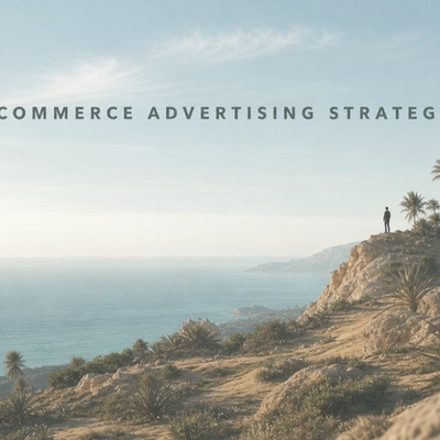 5 Best Ecommerce Advertising Strategies to Scale Your Business: a minimalist cinematic landscape with the title in the sky