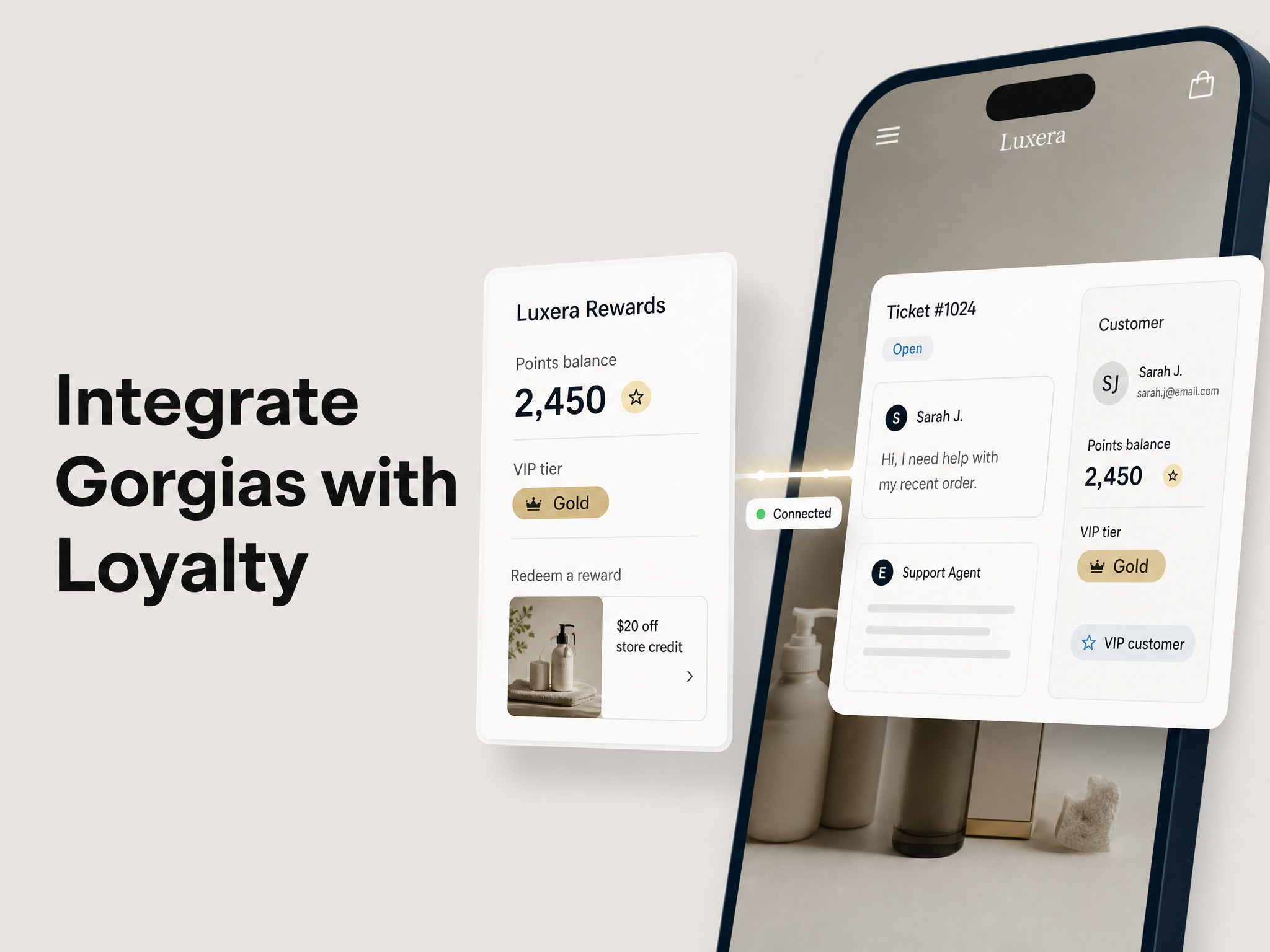 Integrate Gorgias with Mage Loyalty: hero showing loyalty data syncing with Gorgias