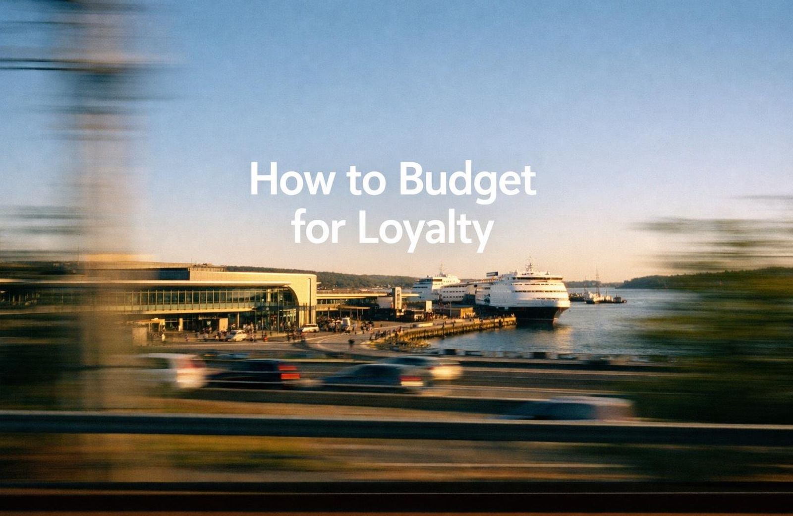 Minimalist landscape with article title "How to Budget for a Loyalty Program" displayed as text in the sky, illustrating a ho