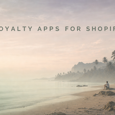 Minimalist landscape with article title "Loyalty Apps for Shopify: How to Choose the Right One in 2026" displayed in the sky