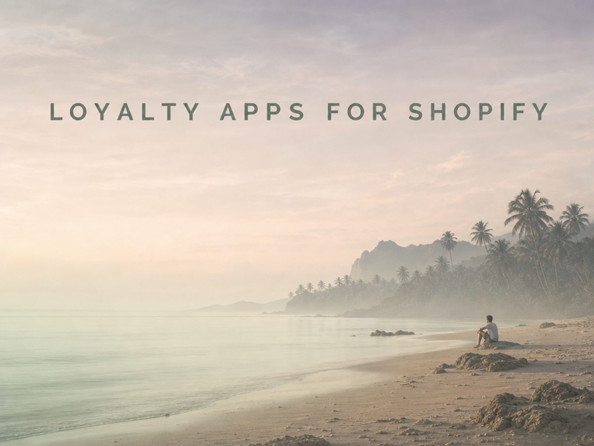 Minimalist landscape with article title "Loyalty Apps for Shopify: How to Choose the Right One in 2026" displayed in the sky